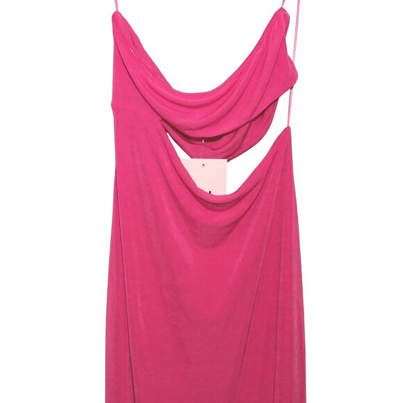 Naked Wardrobe Strapless‎ Side Cutout Midi Dress Bright Pink Womens Size 2X - Picture 5 of 13